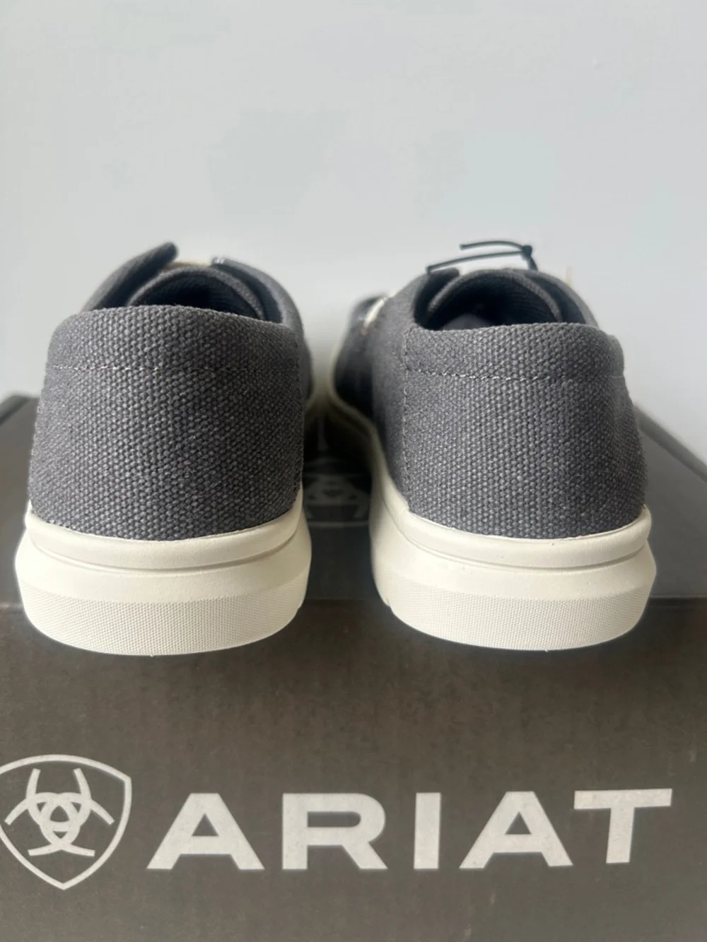 Ariat Kids Canvas Slip On Hilo Casual Shoe in Washed Black Color(Grey)